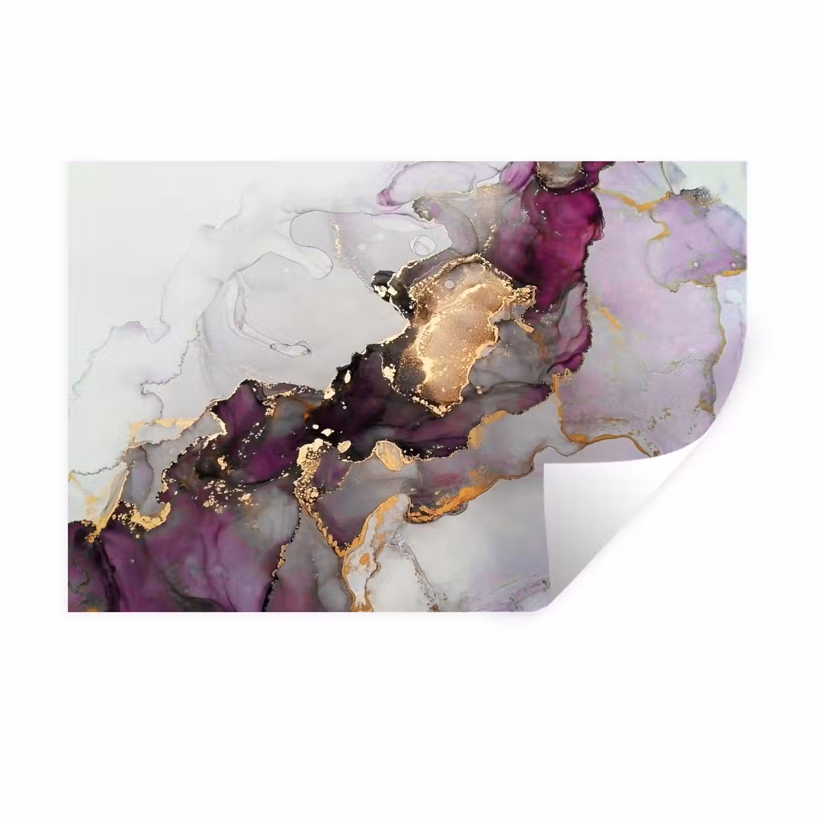 Muursticker - Marmer - Abstract - Goud - Paars — 1