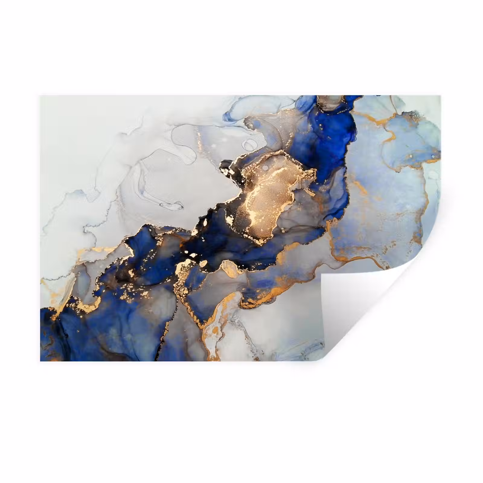 Muursticker - Marmer - Blauw - Goud — 1