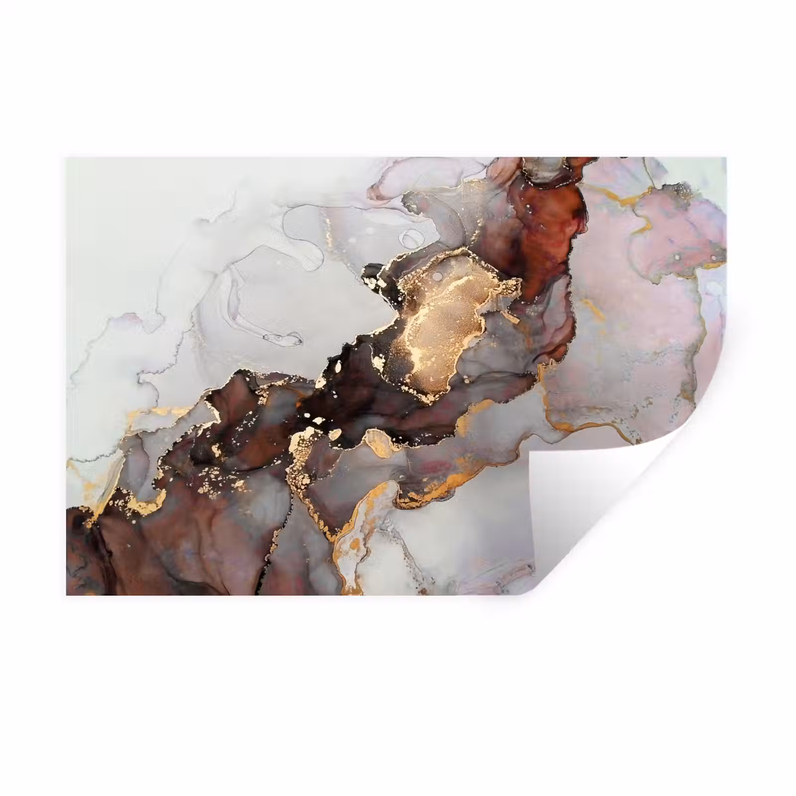 Muursticker - Rood - Marmer - Goud — 1