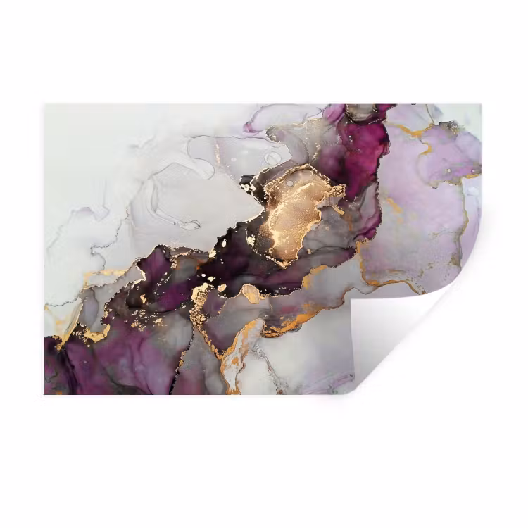 Muursticker - Marmer - Abstract - Goud - Paars — 1