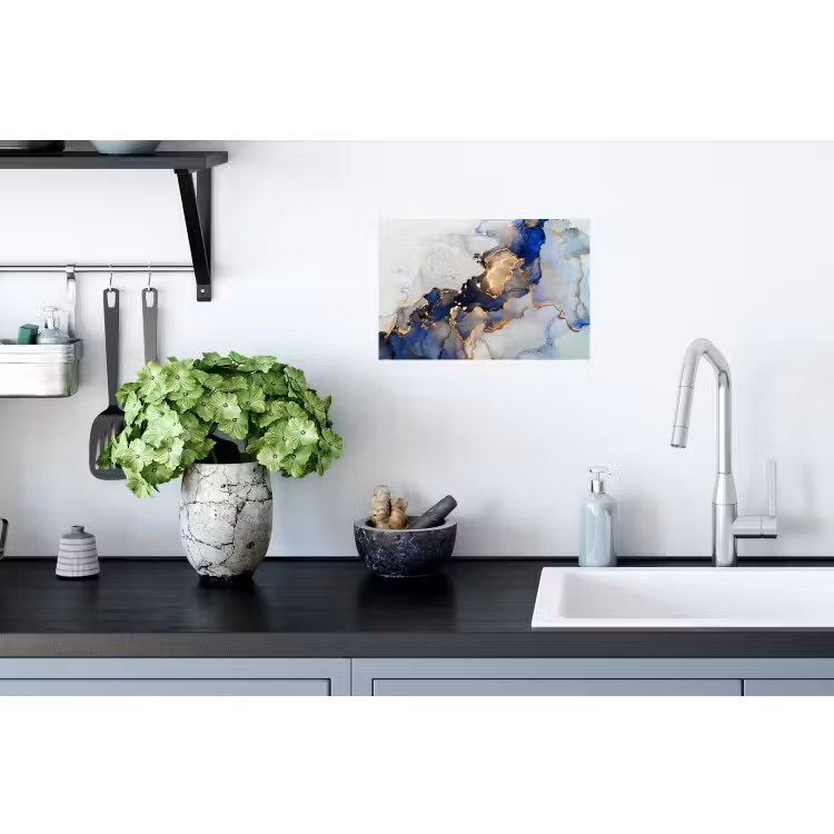 Muursticker - Marmer - Blauw - Goud — 2