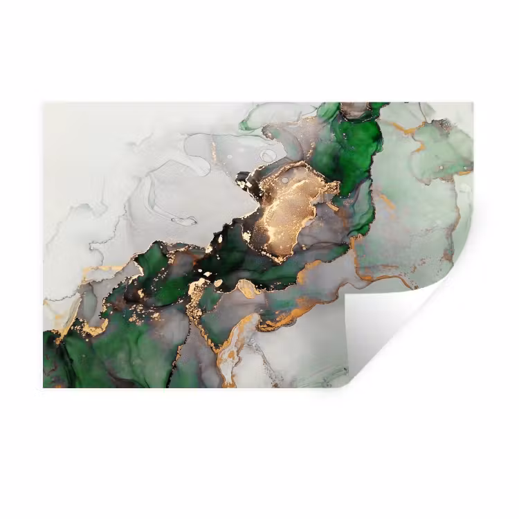 Muursticker - Marmer - Goud - Groen - Luxe — 1