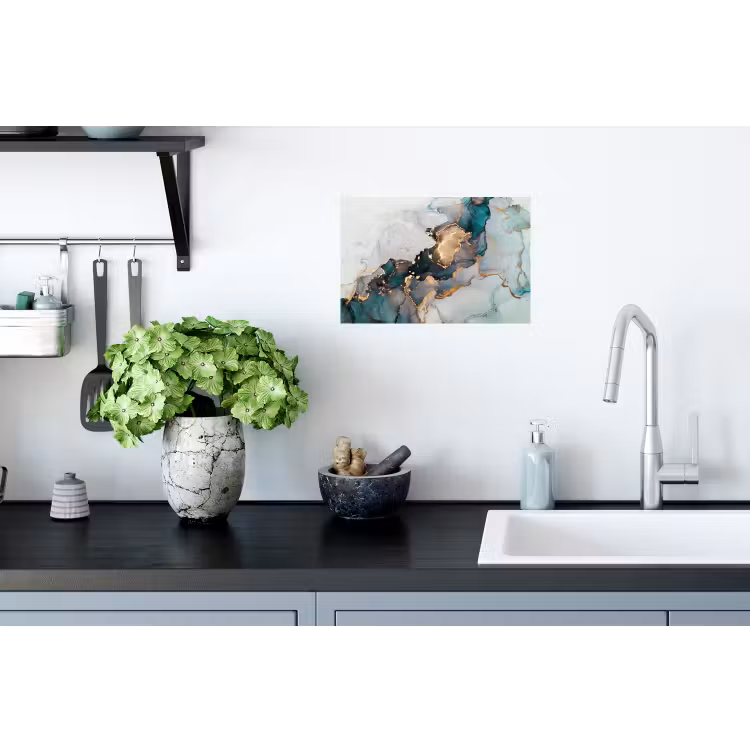 Muursticker - Marmer print - Goud - Blauw — 2