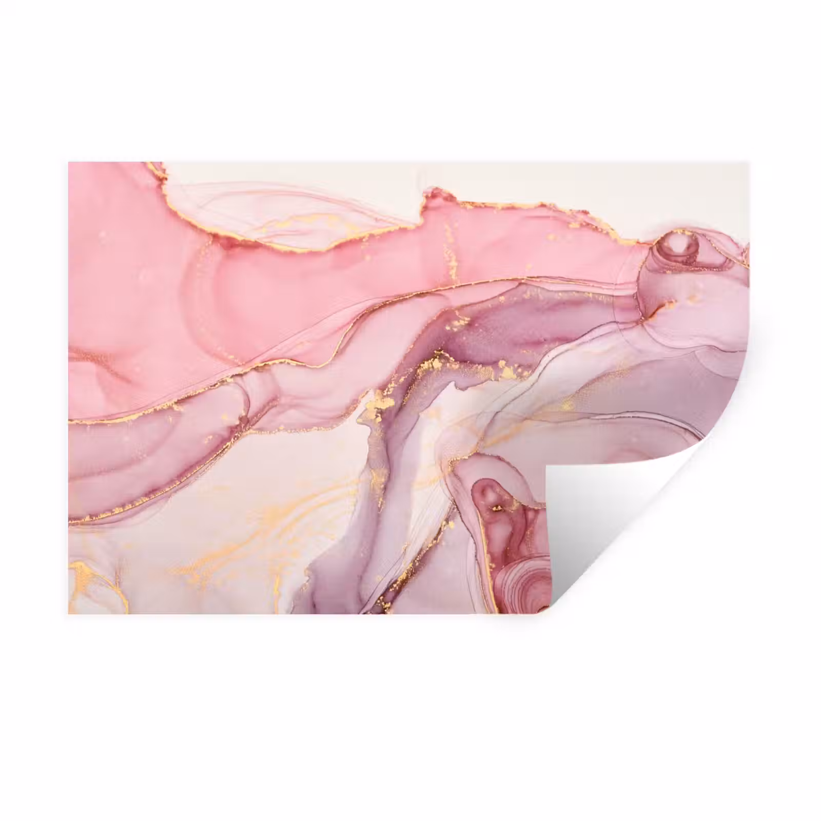 Muursticker - Goud - Marmer - Roze — 1