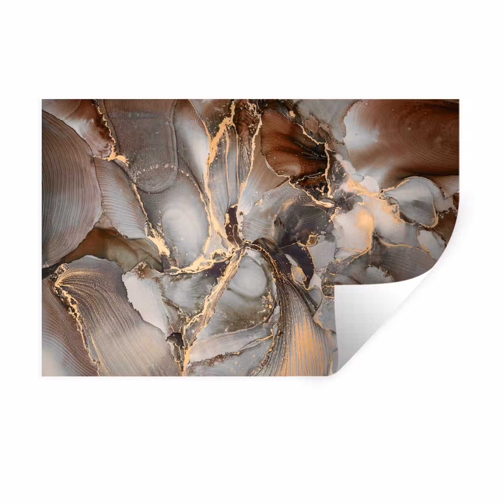 Muursticker - Grijs - Goud - Marmer - Marmerlook — 1