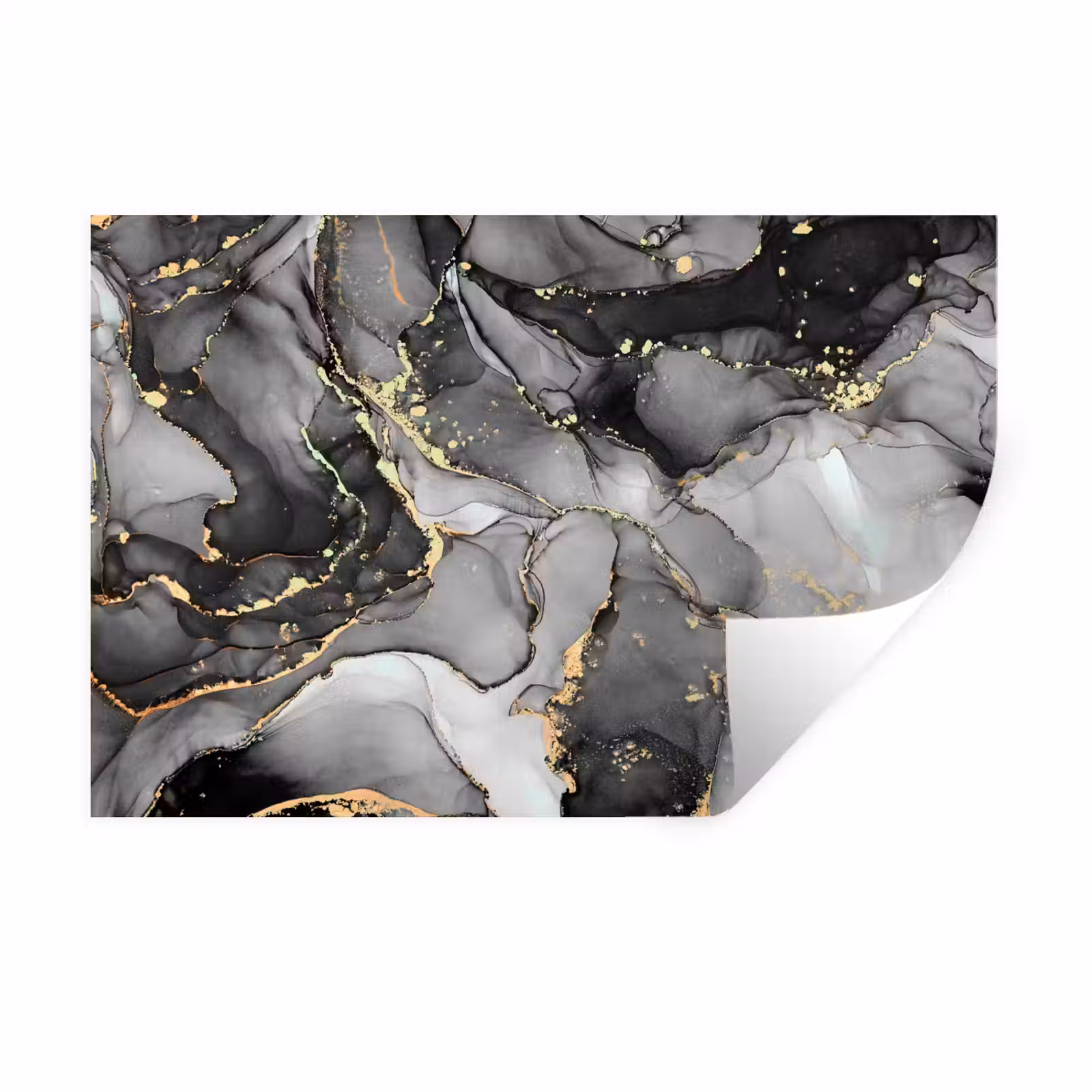 Muursticker - Grijs - Luxe - Goud - Marmer — 1