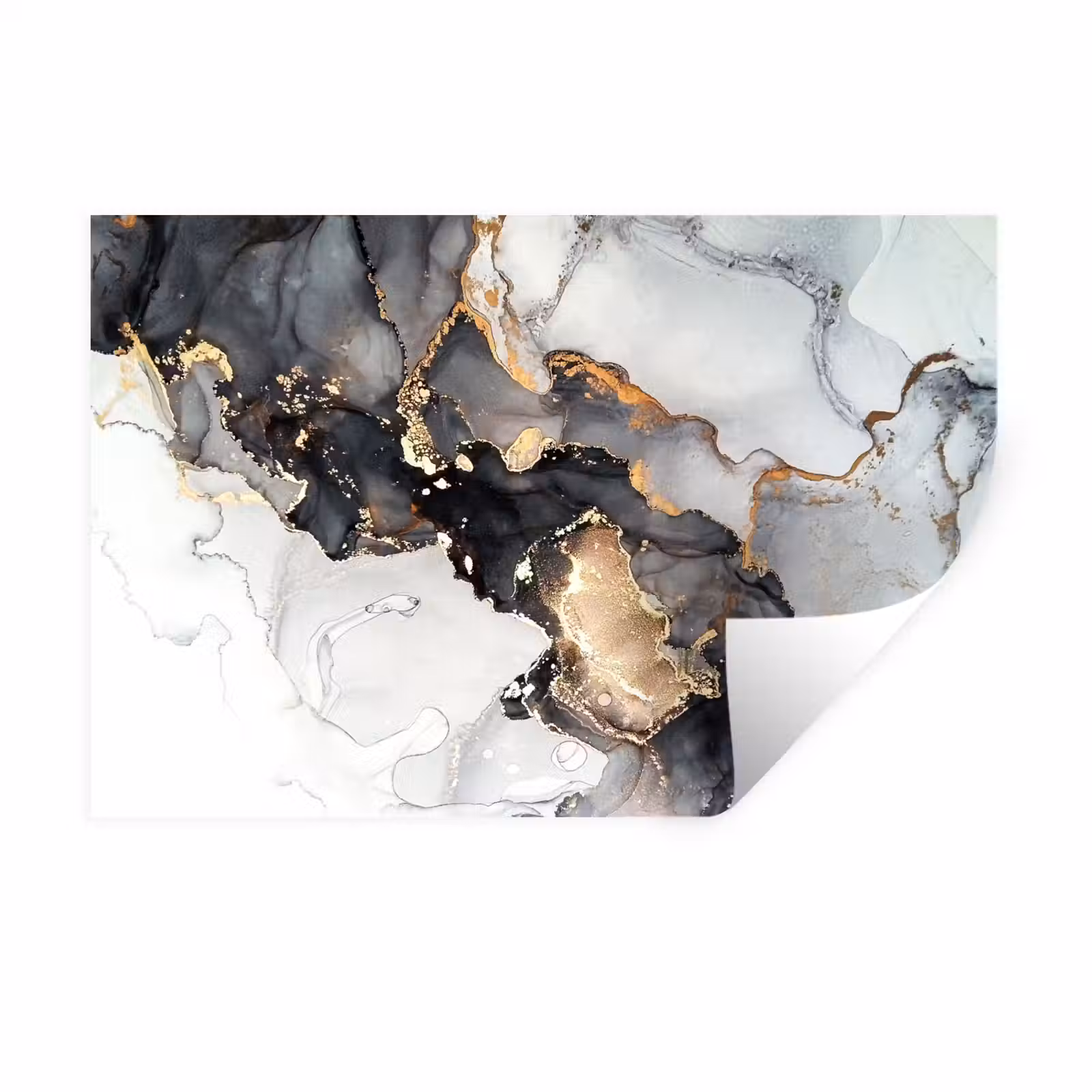 Muursticker - Marmer - Goud - Abstract - Zwart Wit - Luxe — 1