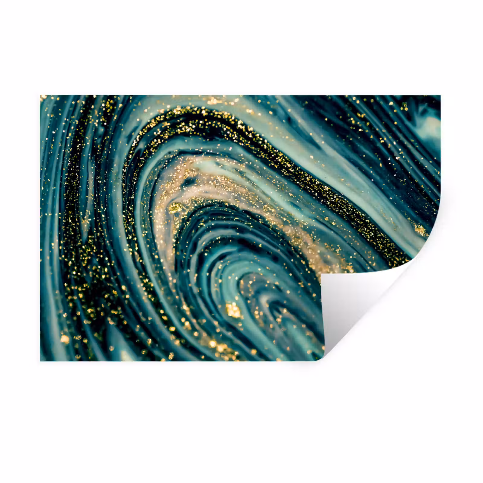 Muursticker - Marmerlook - Luxe - Goud - Turquoise - Glitter — 1