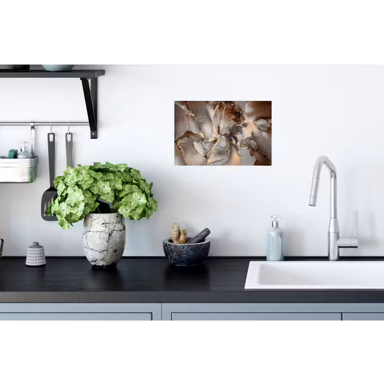 Muursticker - Grijs - Goud - Marmer - Marmerlook — 2