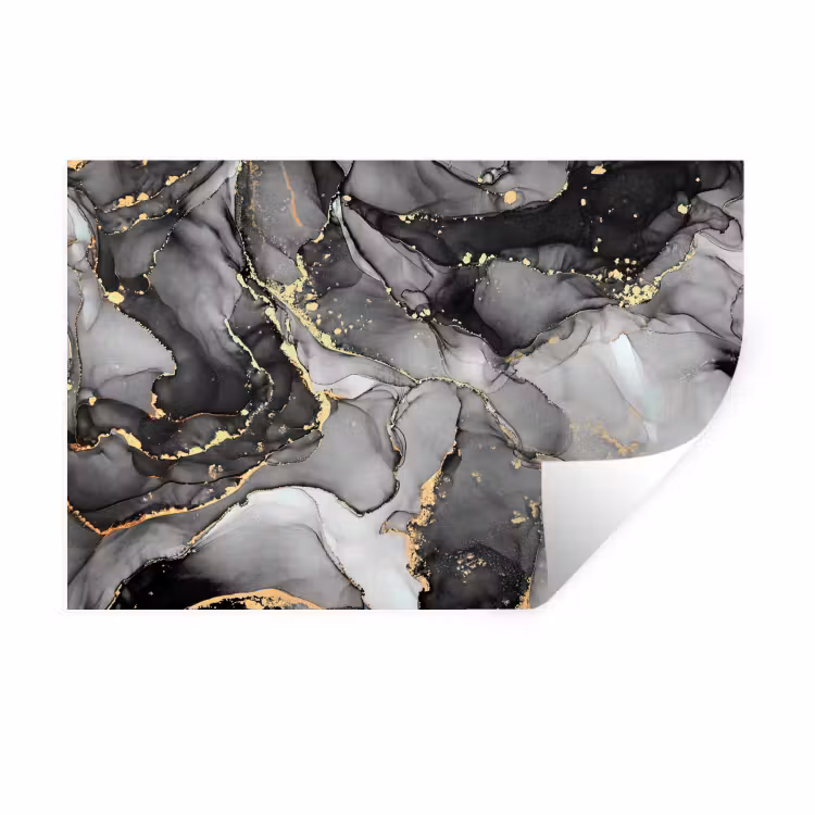 Muursticker - Grijs - Luxe - Goud - Marmer — 1