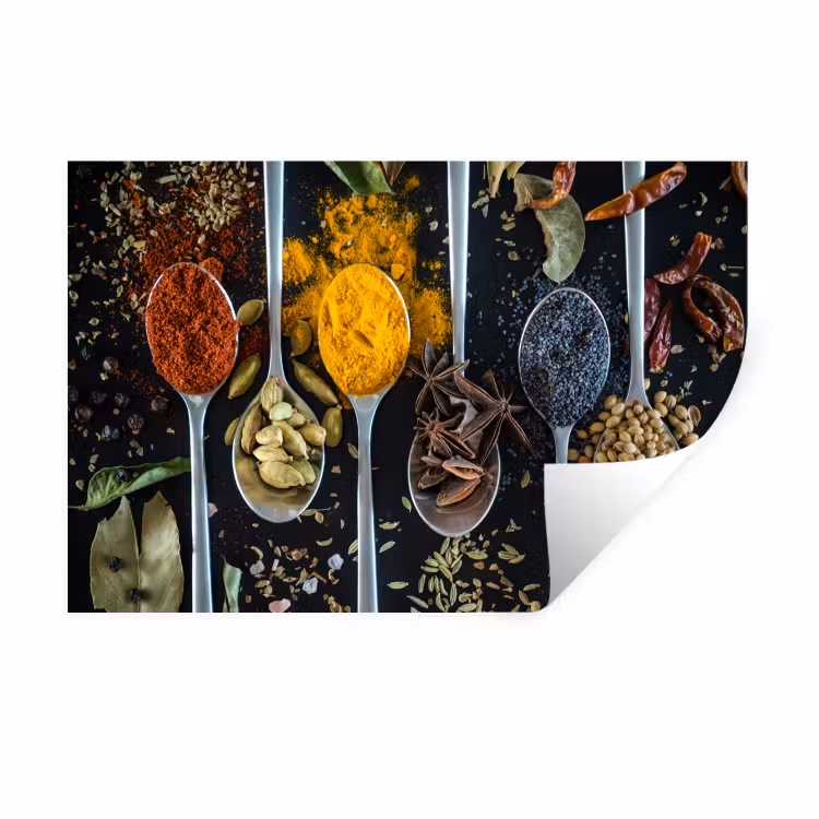 Muursticker - Kruiden - Lepel - Specerijen - Zwart - Keuken — 1