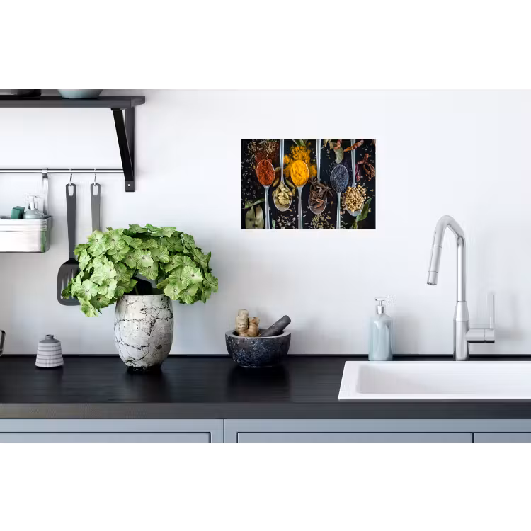 Muursticker - Kruiden - Lepel - Specerijen - Zwart - Keuken — 2