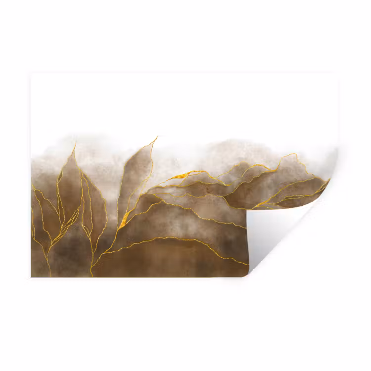 Muursticker - Marmer - Goud - Bruin - Textuur - Marmerlook — 1