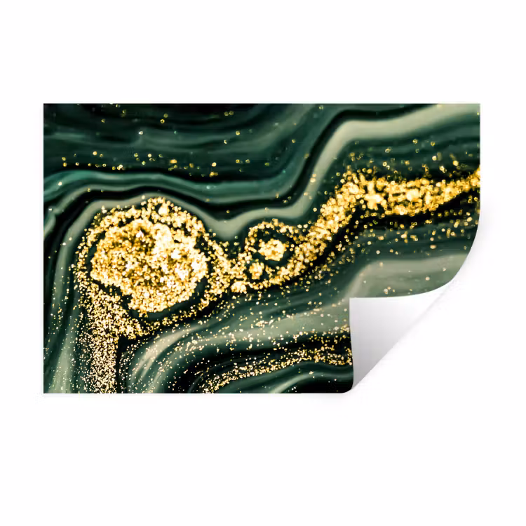 Muursticker - Marmer - Goud - Glitter - Groen - Marmerlook - Luxe — 1