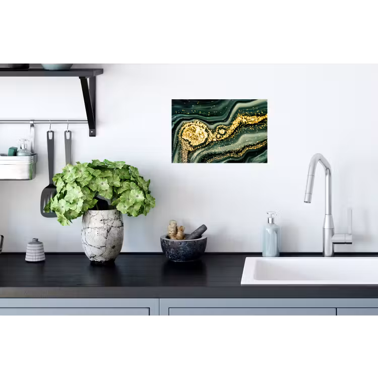 Muursticker - Marmer - Goud - Glitter - Groen - Marmerlook - Luxe — 2