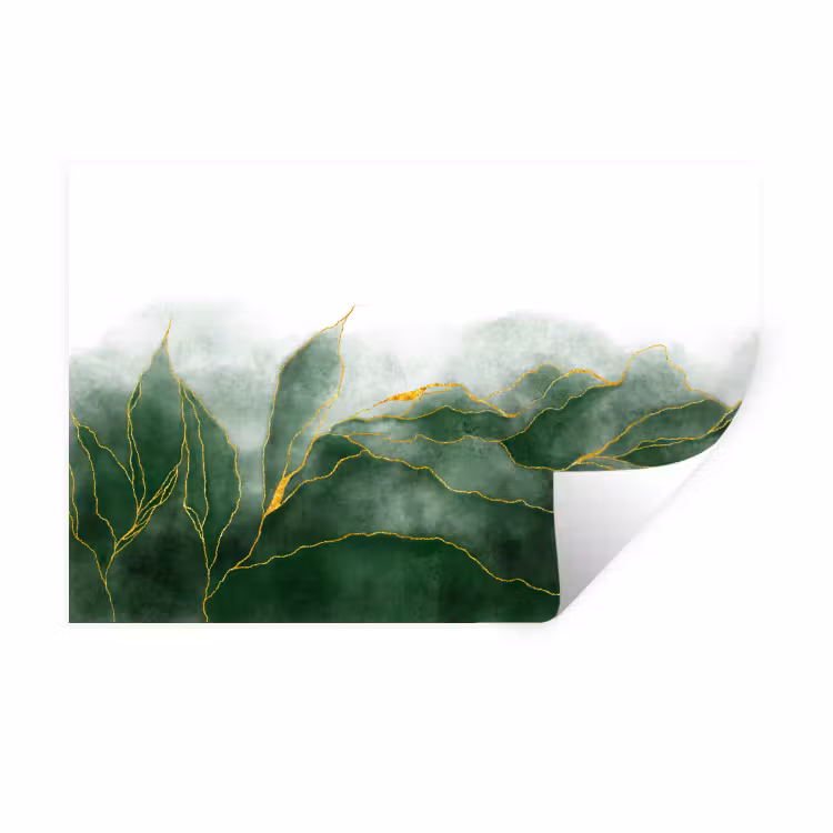 Muursticker - Marmer - Groen - Luxe - Goud - Marmerlook — 1