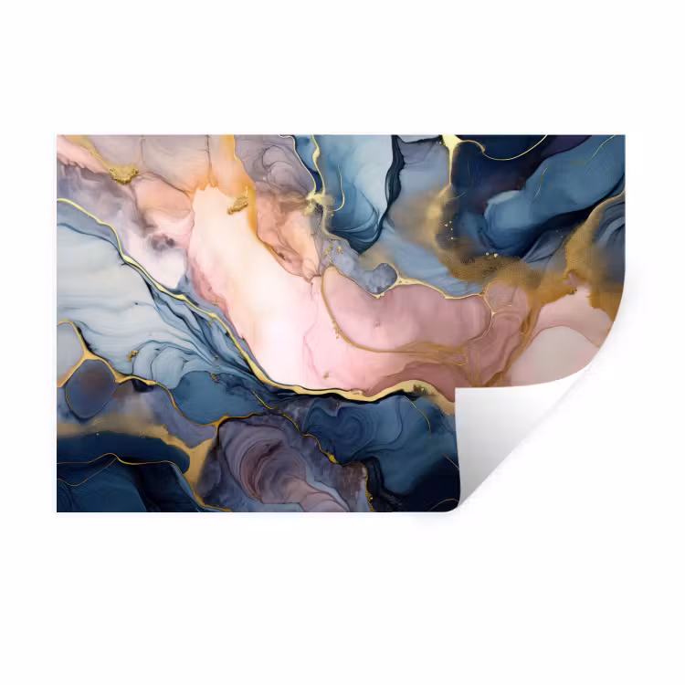 Muursticker - Marmer - Roze - Blauw — 1