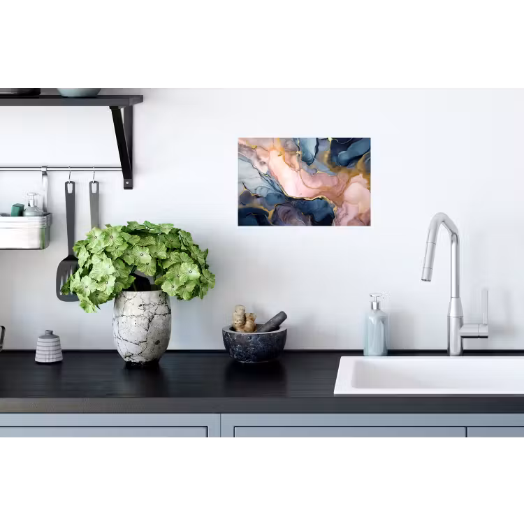 Muursticker - Marmer - Roze - Blauw — 2