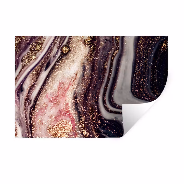 Muursticker - Marmer - Roze - Goud - Glitter - Marmerlook — 1