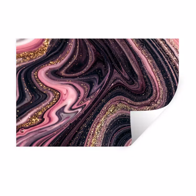Muursticker - Marmerlook - Roze - Paars - Goud - Luxe - Marmer — 1