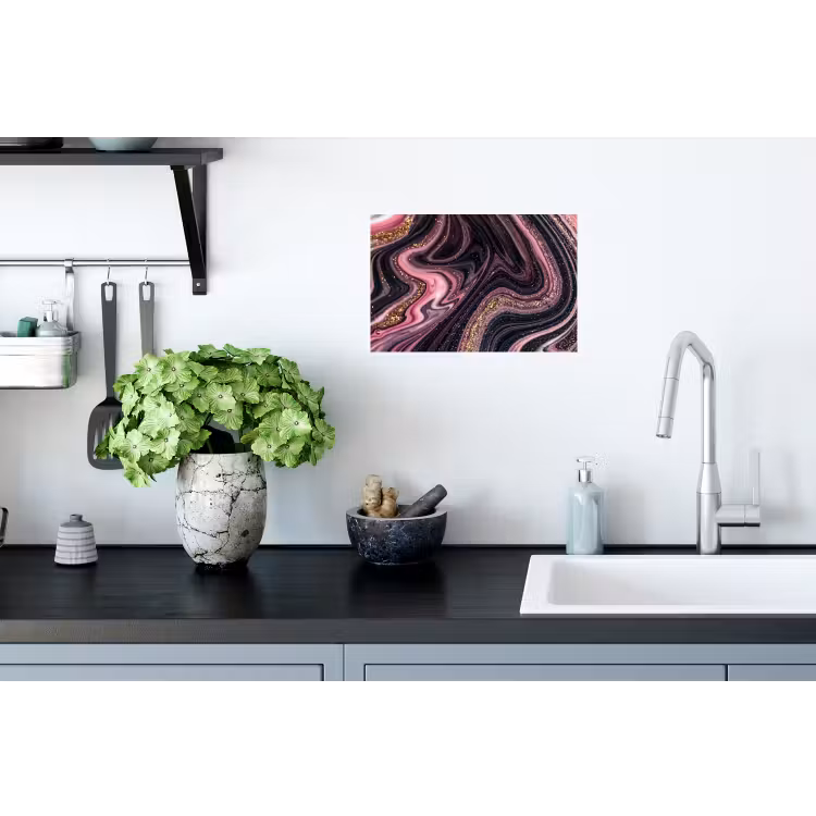 Muursticker - Marmerlook - Roze - Paars - Goud - Luxe - Marmer — 2
