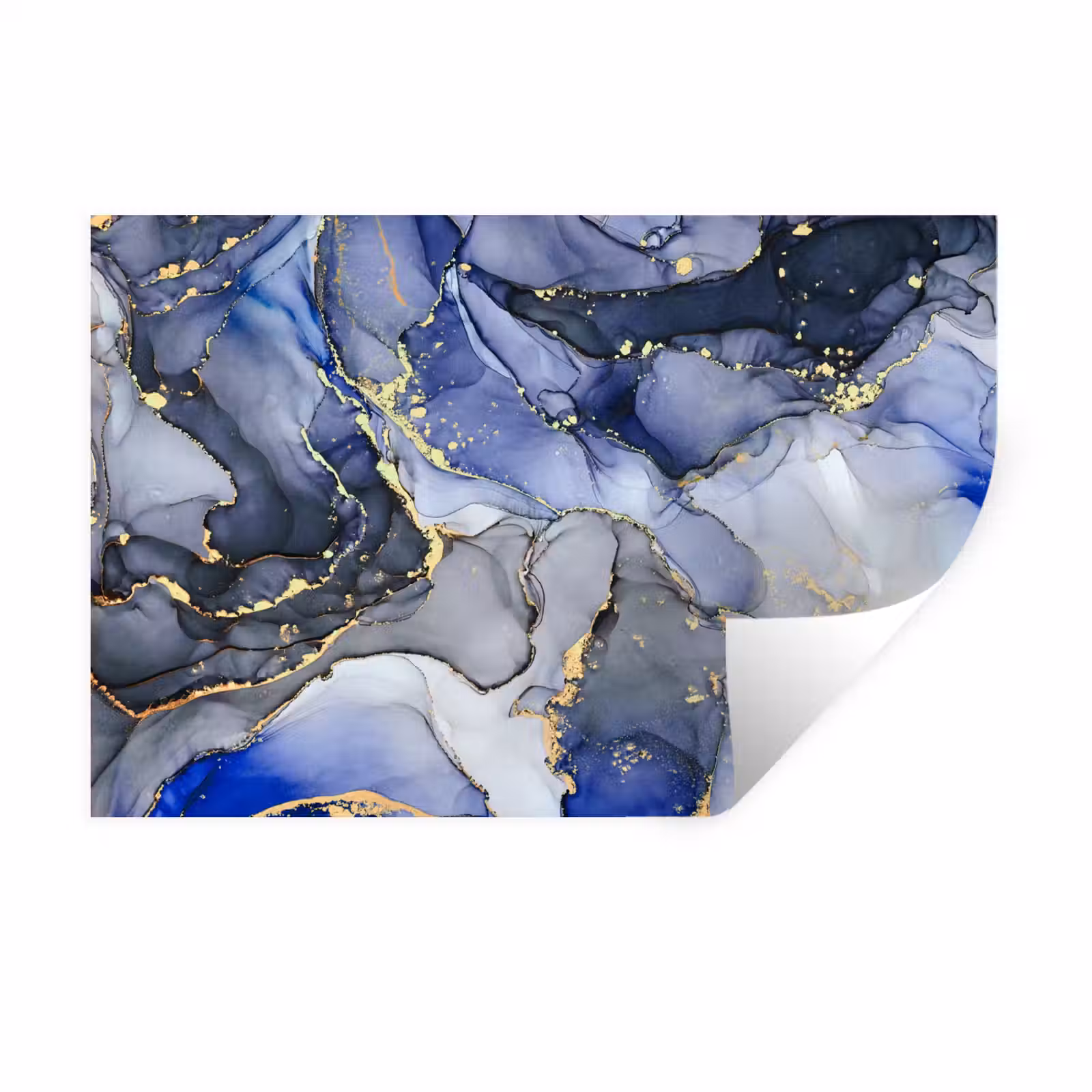 Muursticker - Marmer - Goud - Abstract - Blauw — 1