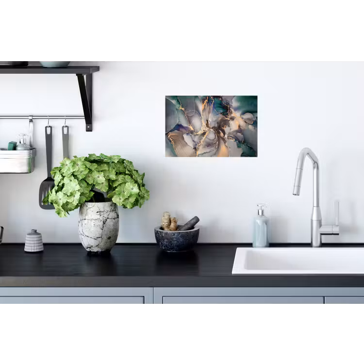 Muursticker - Goud - Blauw - Marmer — 2