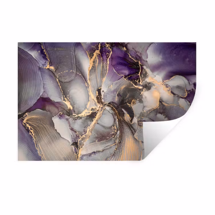 Muursticker - Goud - Paars - Marmer — 1