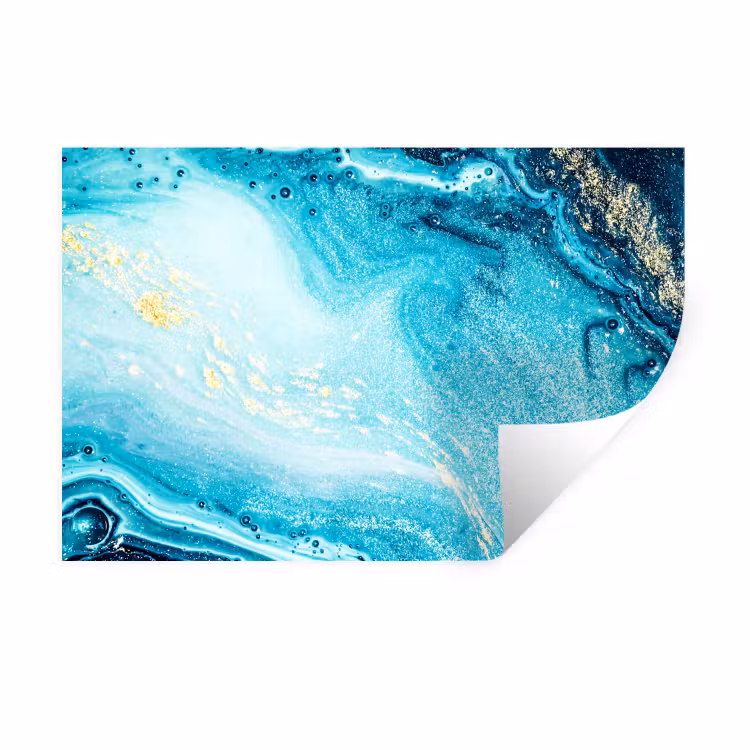 Muursticker - Marmerlook - Blauw - Goud - Luxe - Glitter - Marmer — 1