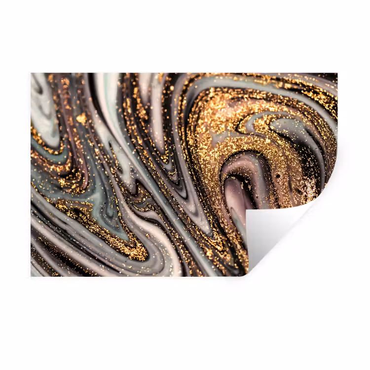 Muursticker - Marmerlook - Goud - Glitter - Luxe - Marmer - Wit — 1