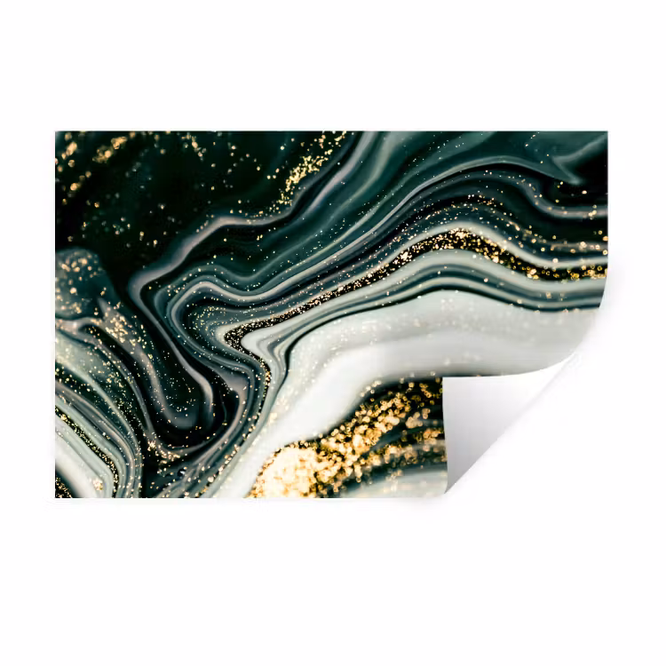 Muursticker - Marmerlook - Goud - Groen - Glitter - Design - Marmer — 1