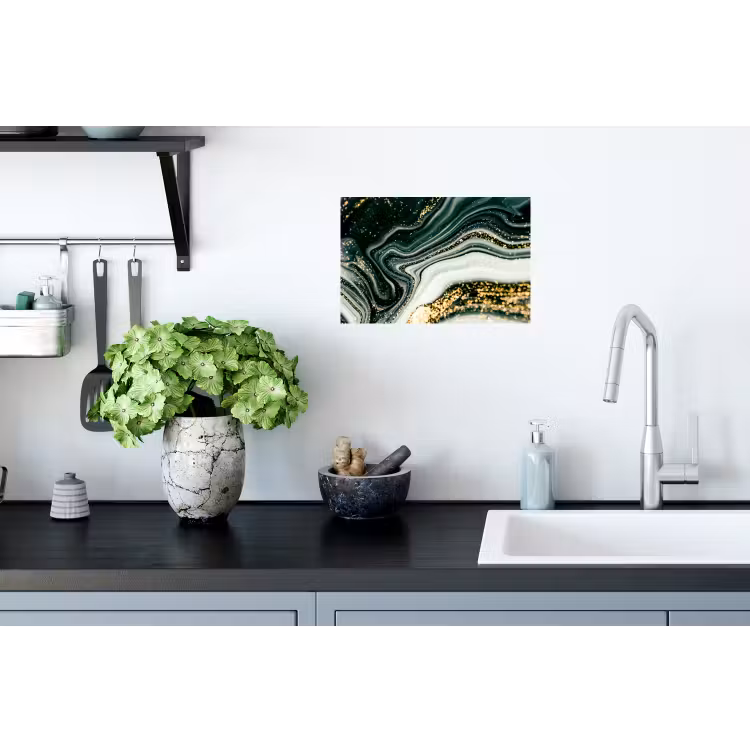 Muursticker - Marmerlook - Goud - Groen - Glitter - Design - Marmer — 2