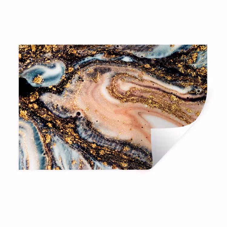 Muursticker - Marmerlook - Goud - Zwart - Glitter - Chic — 1