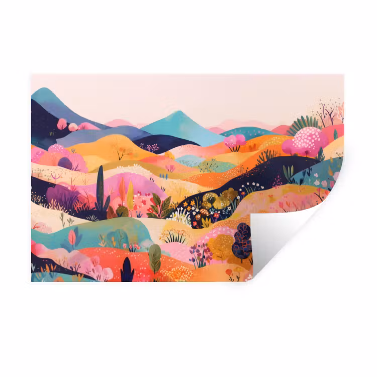 Muursticker - Golvende heuvels - Abstracte planten - Dromerig — 1