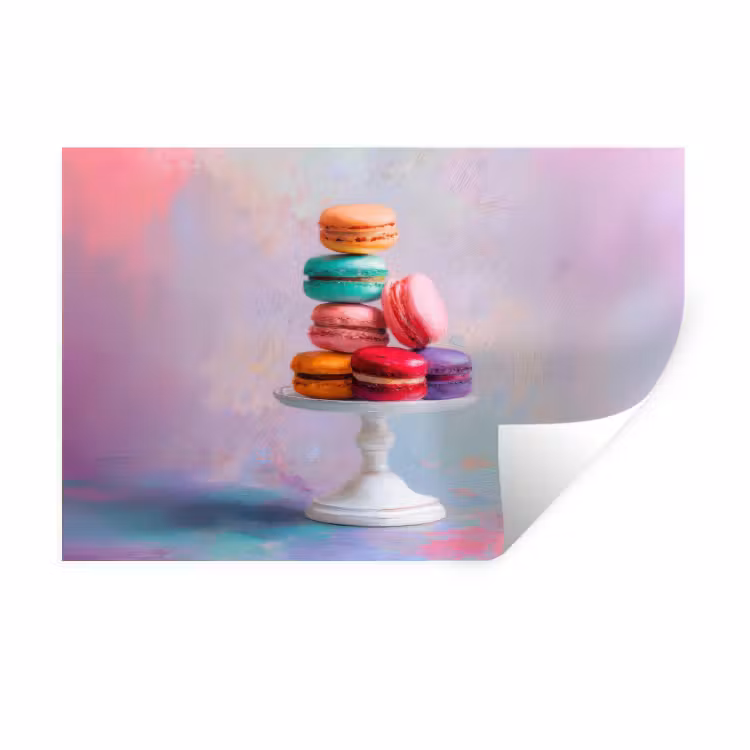 Muursticker - Macarons - Schaal - Pastel - Kleurrijk — 1