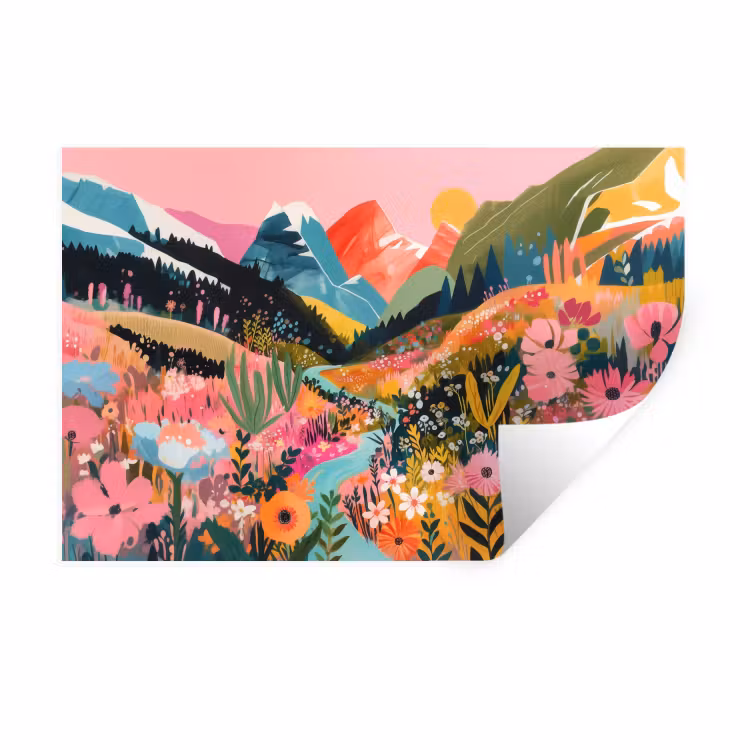 Muursticker - Rivier - Diepte - Bloemen — 1