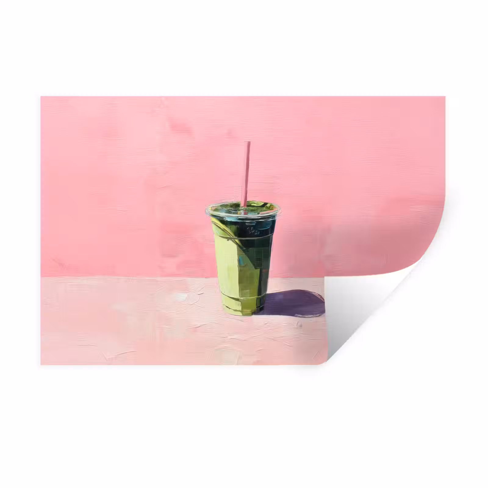 Muursticker - Beker - Rietje - Minimalistisch - Groen — 1