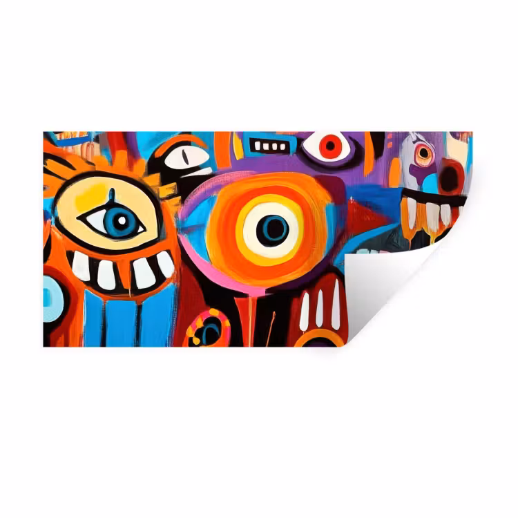 Muursticker - Abstract - Gezicht - Kleurrijk — 1