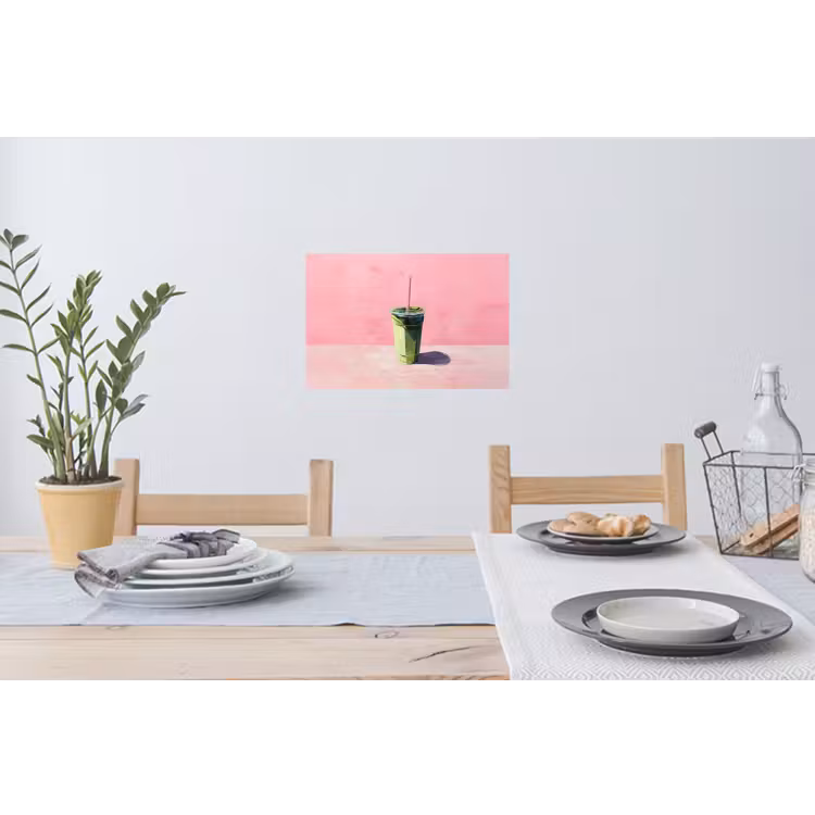 Muursticker - Beker - Rietje - Minimalistisch - Groen — 3