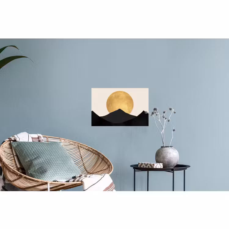 Muursticker - Bergsilhouetten - Gouden cirkel - Beige — 4