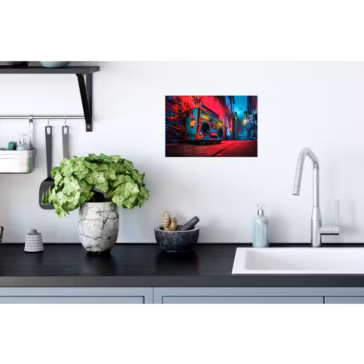 Muursticker - Boombox - Rood - Graffiti - Neon — 2