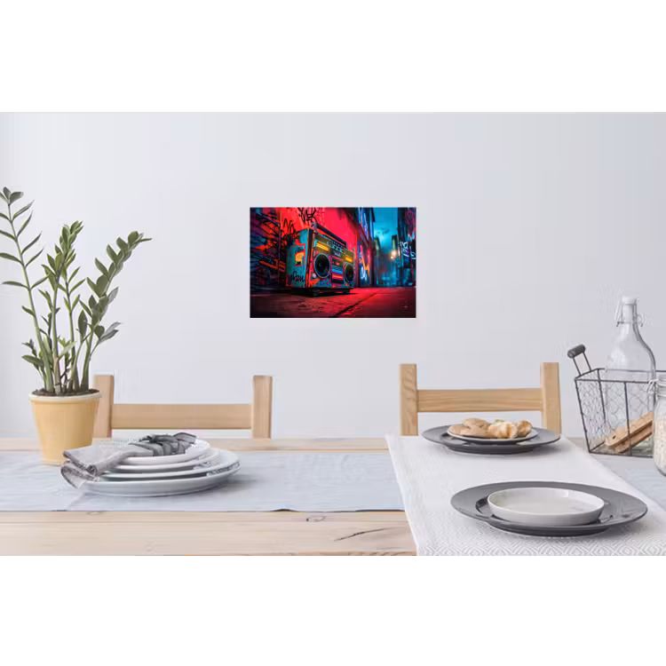 Muursticker - Boombox - Rood - Graffiti - Neon — 3
