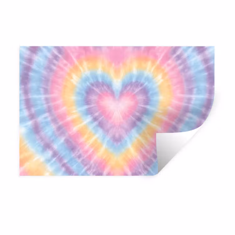 Muursticker - Hartvorm - Pastelkleuren - Tie Dye — 1