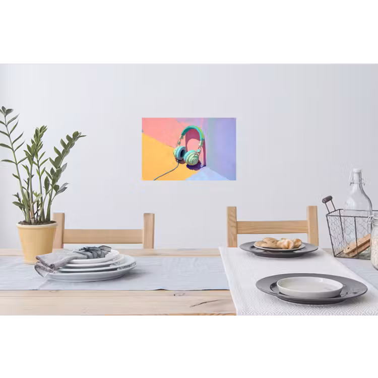 Muursticker - Koptelefoon - Mintgroen - Draad — 3