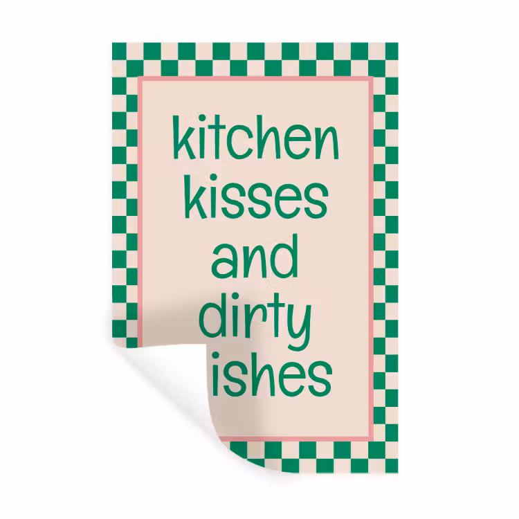 Muursticker - Quote - Groen - Geblokt - Keuken — 1