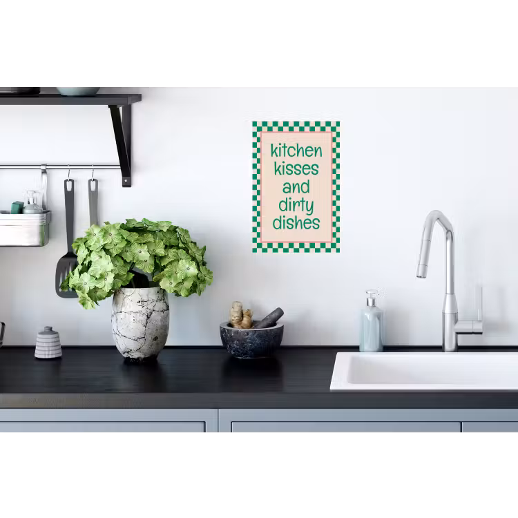 Muursticker - Quote - Groen - Geblokt - Keuken — 2