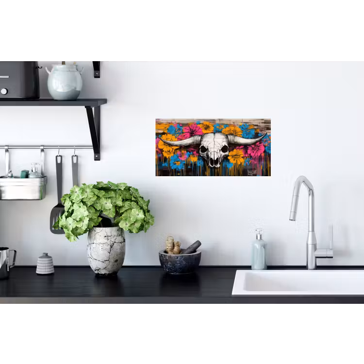 Muursticker - Schedel - Bloemen - Graffiti — 2