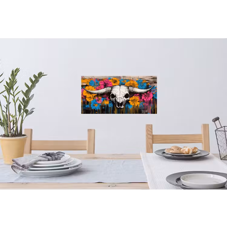 Muursticker - Schedel - Bloemen - Graffiti — 3
