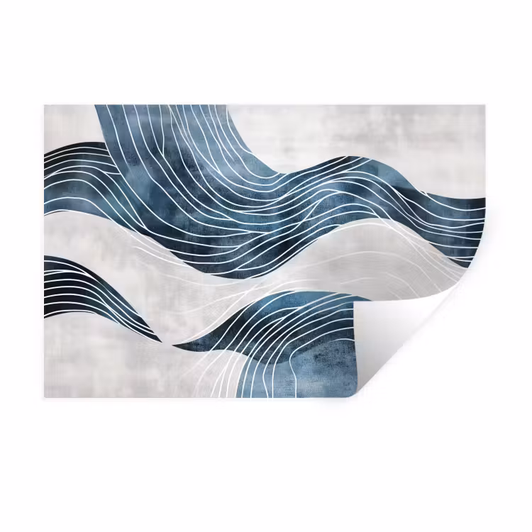 Muursticker - Lijnen - Golven - Abstract - Blauw — 1