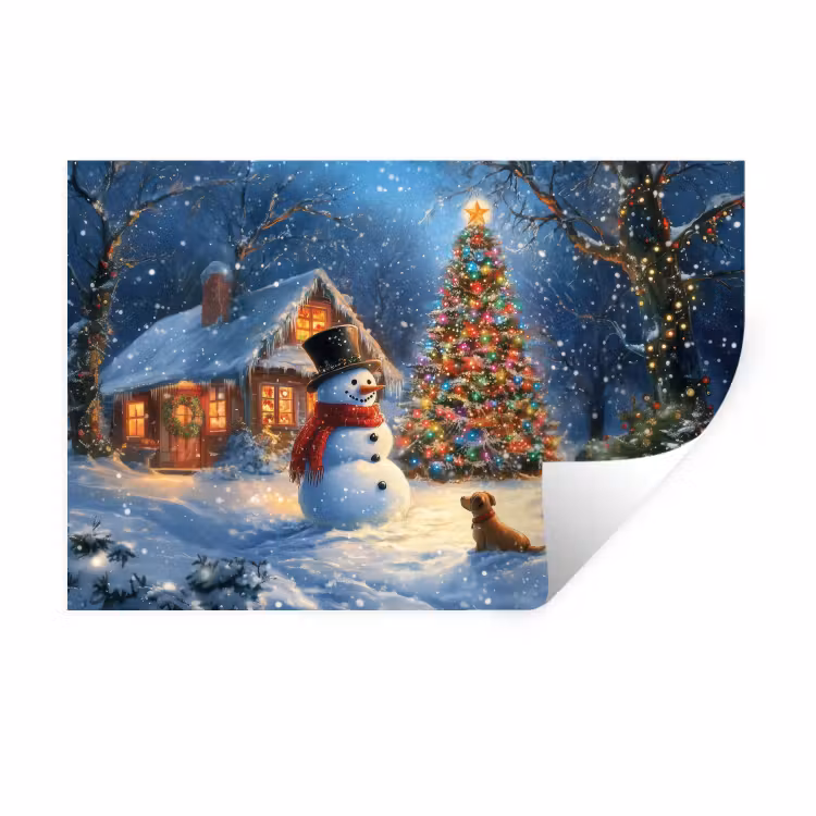 Muursticker - Kerstwonder - Winteravond - Kleurrijk — 1